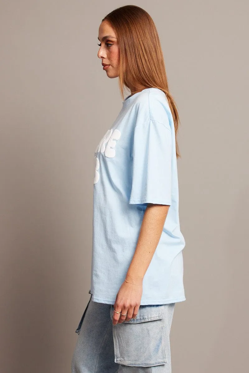 Comfy Essentials Blue Graphic Tee Short Sleeve