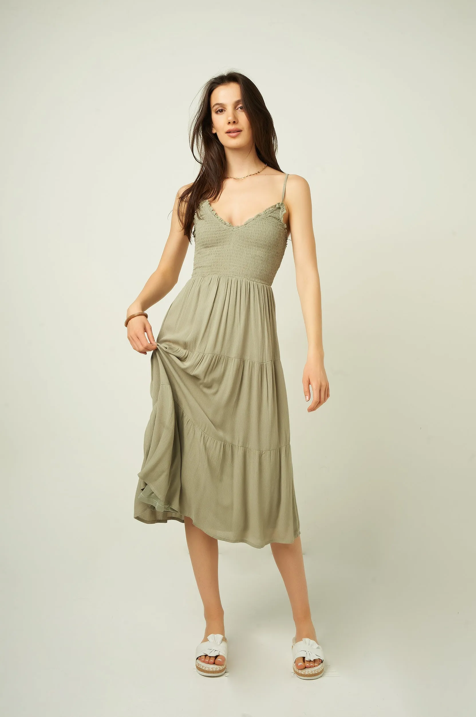 Robe midi smock??e - D6A4351 - (E-A14) Flattering fit for all body types