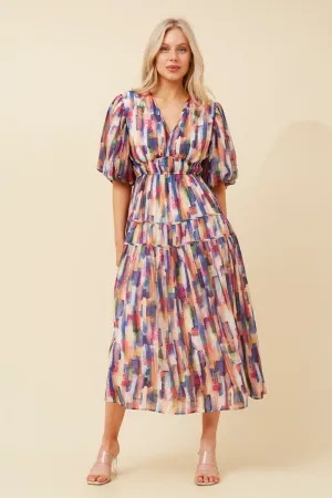 Space Glow ANUSHKA PUFF SLEEVE MIDI DRESS