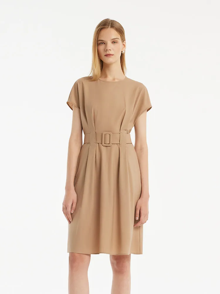 Cozy Fit Cozy Design Wool-Silk Blend Women Mini Dress With Belt