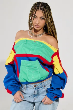 PATCH ME UP SWEATSHIRT Drawstring Hood Light Warmth
