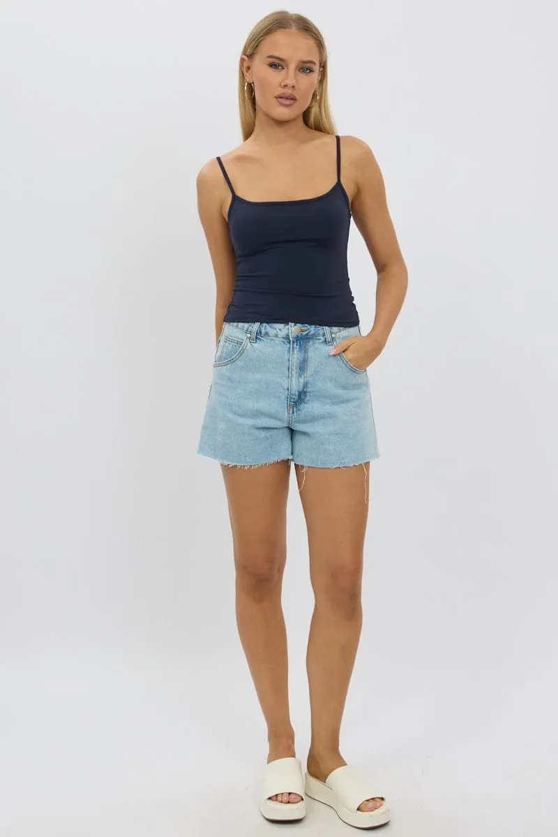 Functional Fashion AntiStaticLining Blue Cami Top Thin Strap Supersoft