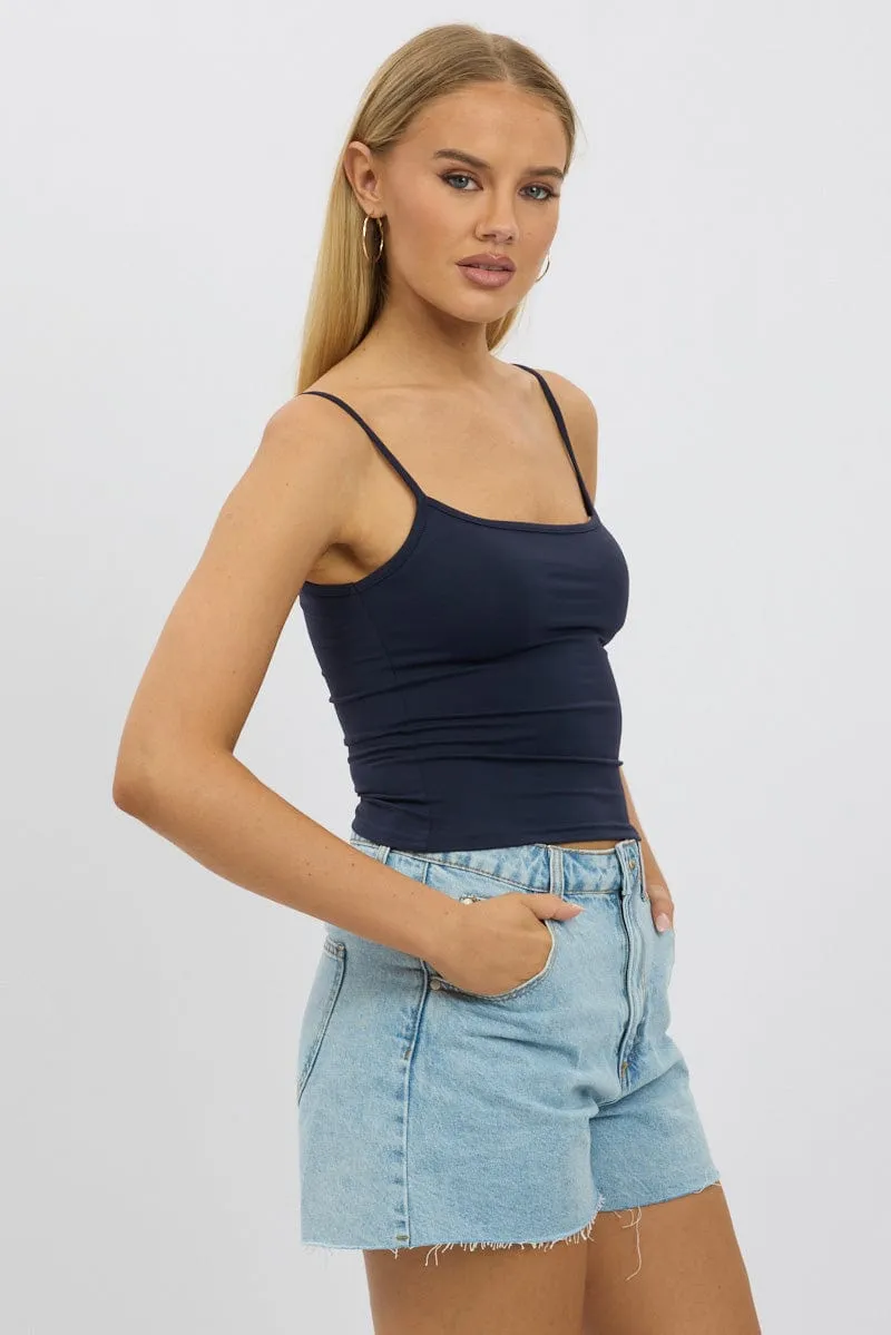 Formal Look Blue Cami Top Thin Strap Supersoft