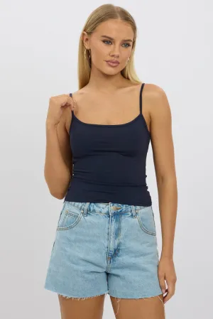 Blue Cami Top Thin Strap Supersoft UV Protection