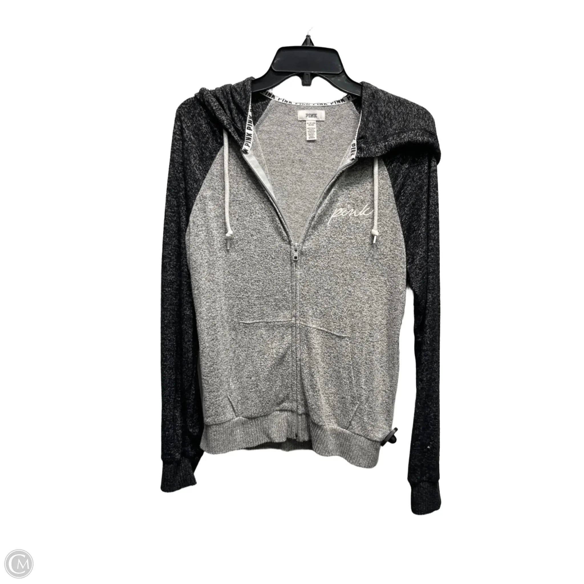 Smile Glow MultiPanelDesign Sweatshirt Hoodie By Pink In Grey, Size: Xs