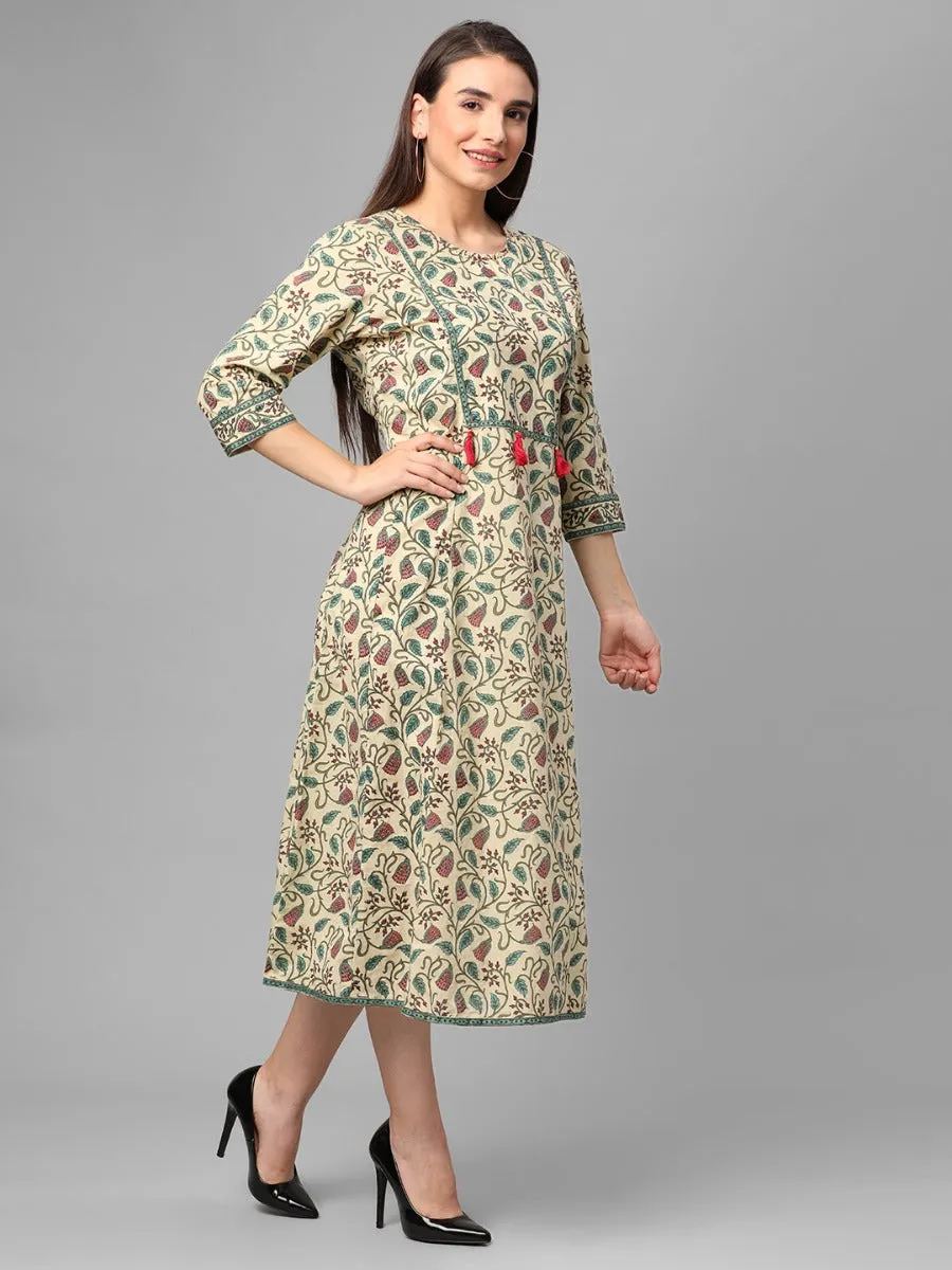 Japan Neat Cozy Sweatshirt Beige Multi Floral Printed Dress