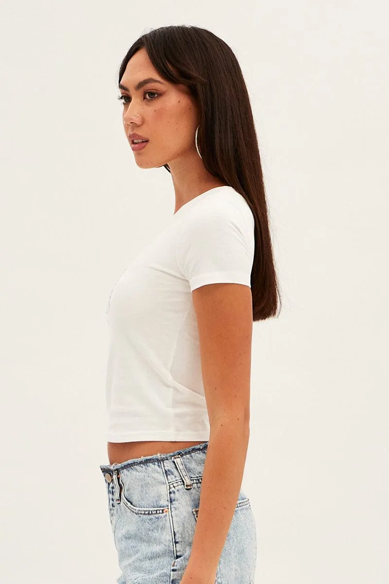 Smart Design White Crop T Shirt