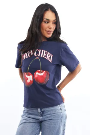 Perfect for Outdoors Blue Graphic Tee Short Sleeve
