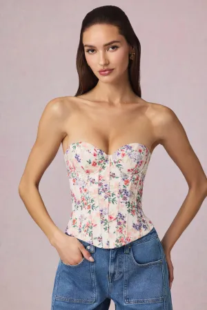 TaglessDesign Full-Length Lace-Up Corset Top in Primrose Floral Print
