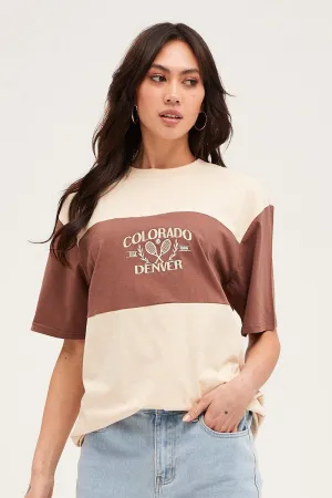 Stripe Short Sleeve Embroidered Tee Yoga class City Casual