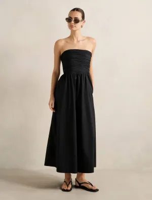 Matisse Ruched Cotton Halter Midi Dress Comfy chic Sophisticated Look