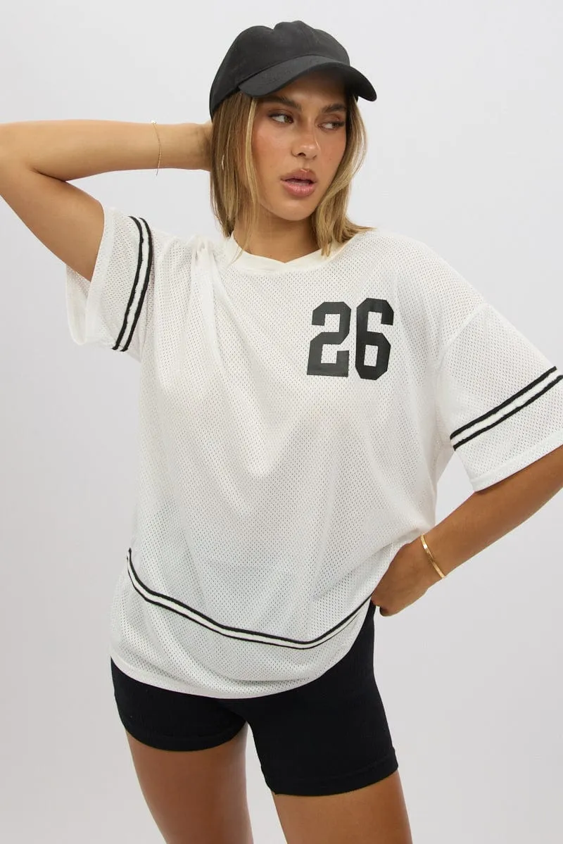 EcoFriendly Material Virtual Mode White Graphic Tee Short Sleeve