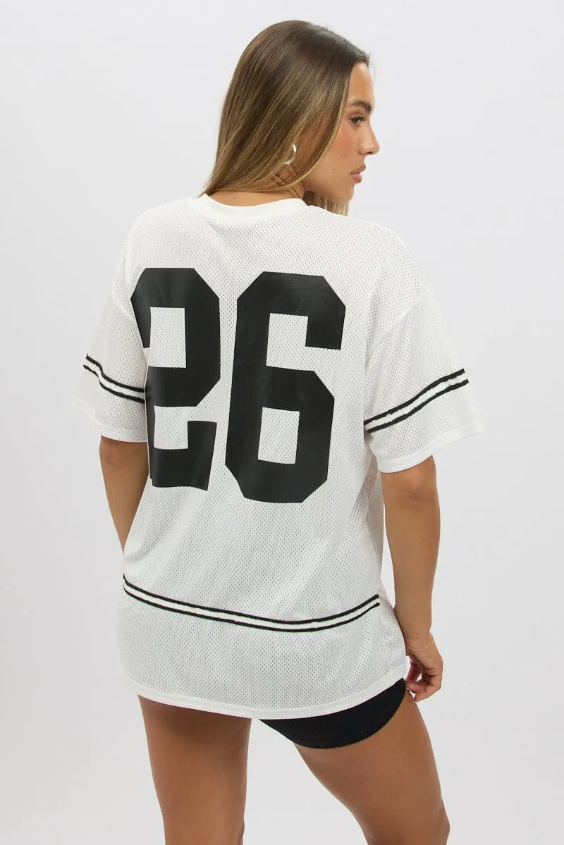 White Graphic Tee Short Sleeve QuickAccess Pockets NonChafe