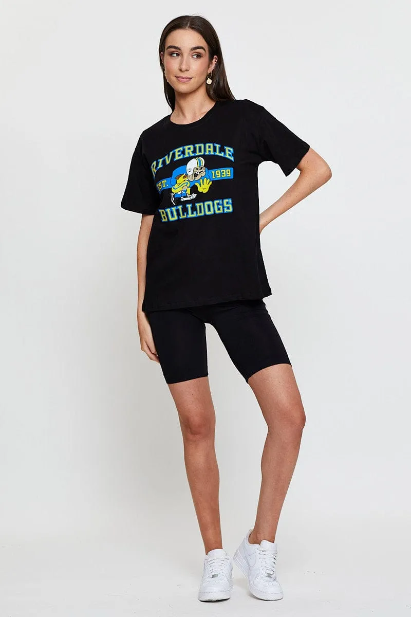 Black Vintage T-Shirt Short Sleeve Formal Wear Ultraviolet Protection