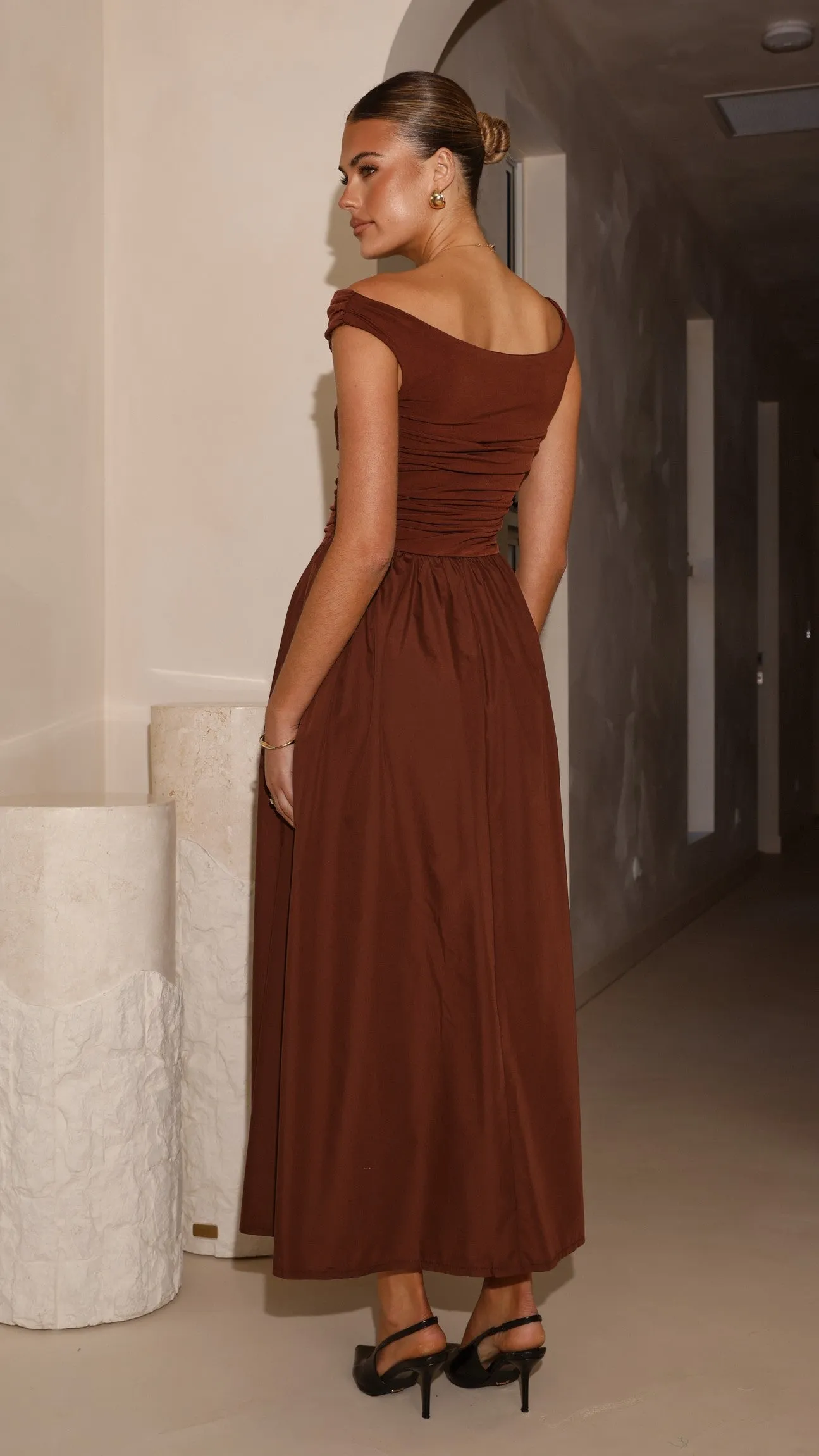 Immy Midi Dress - Brown Breathable fabric