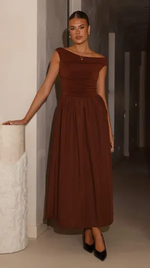 Flowy mid-length piece Comfy All Day Immy Midi Dress - Brown
