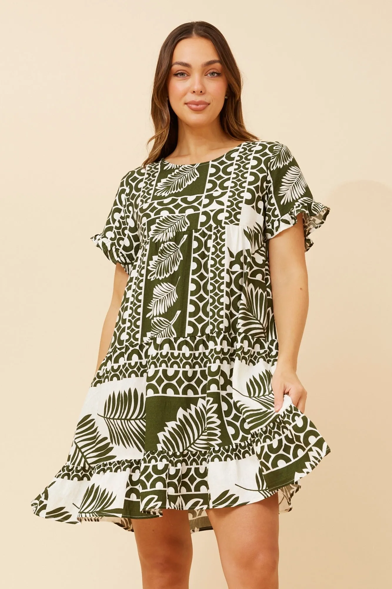 MultiPocket Design RELLY LEAF PRINT DRESS