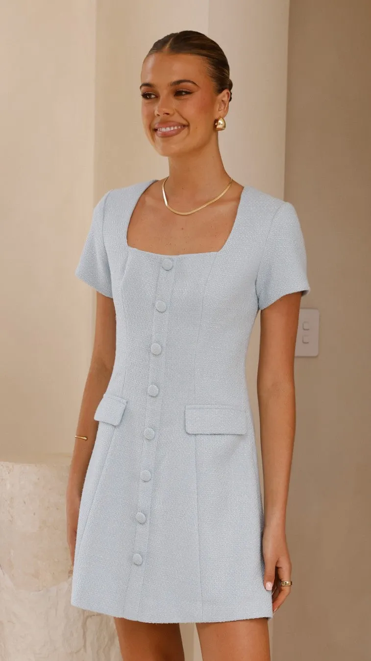 Skin Tint Light Beat Karen Tweed Mini Dress - Blue