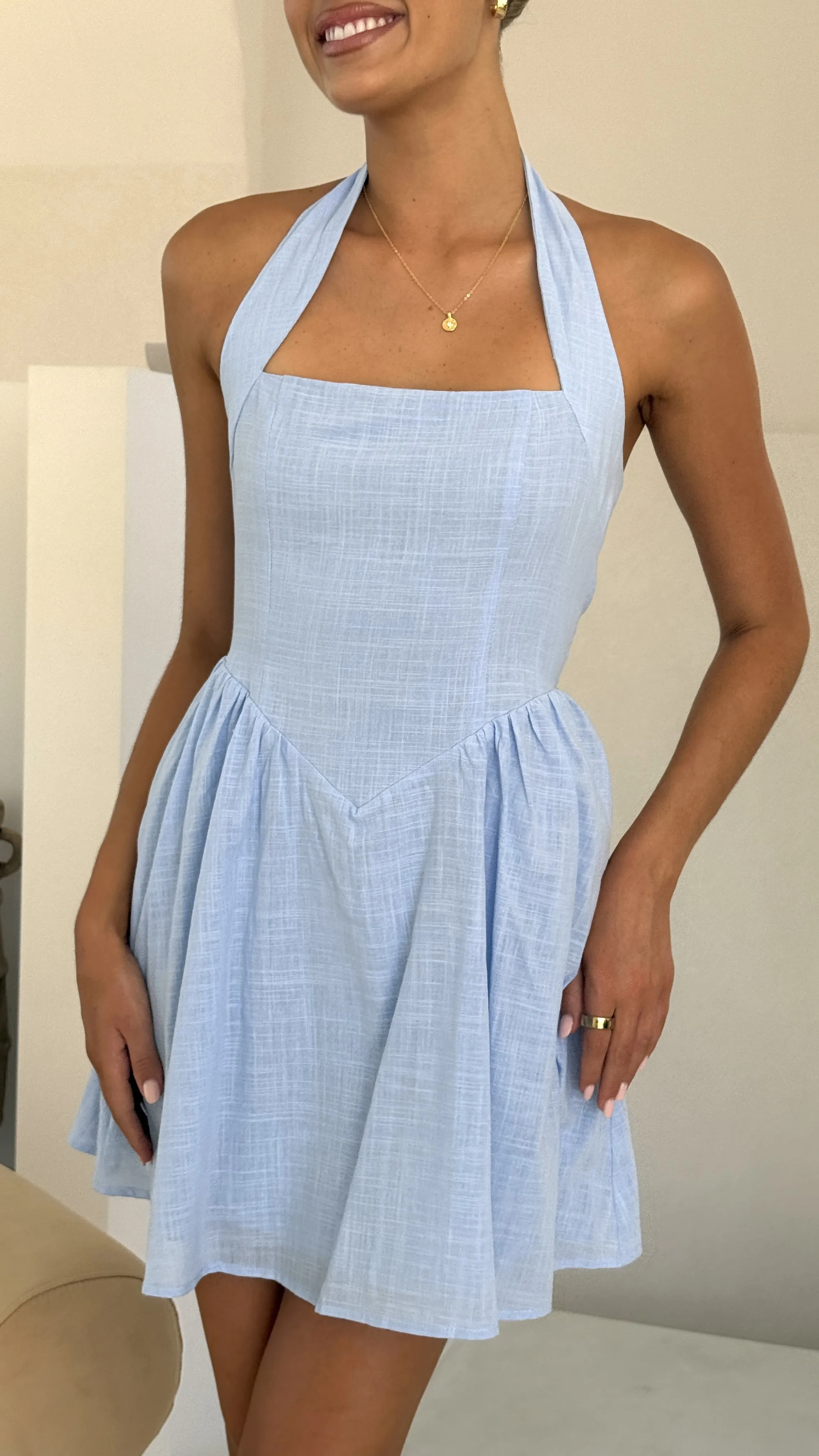 Peyton Mini Dress - Blue Versatile Wear
