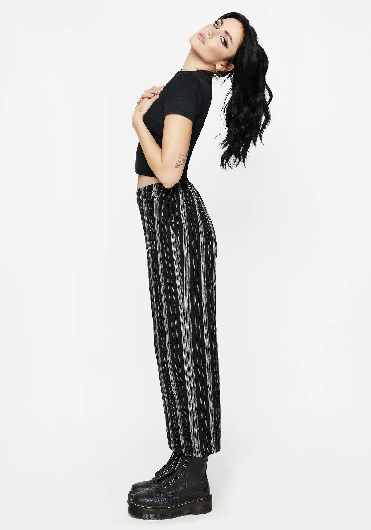 Clandestine Stripe Cotton-Blend Culottes Versatile Layering Feminine Fit