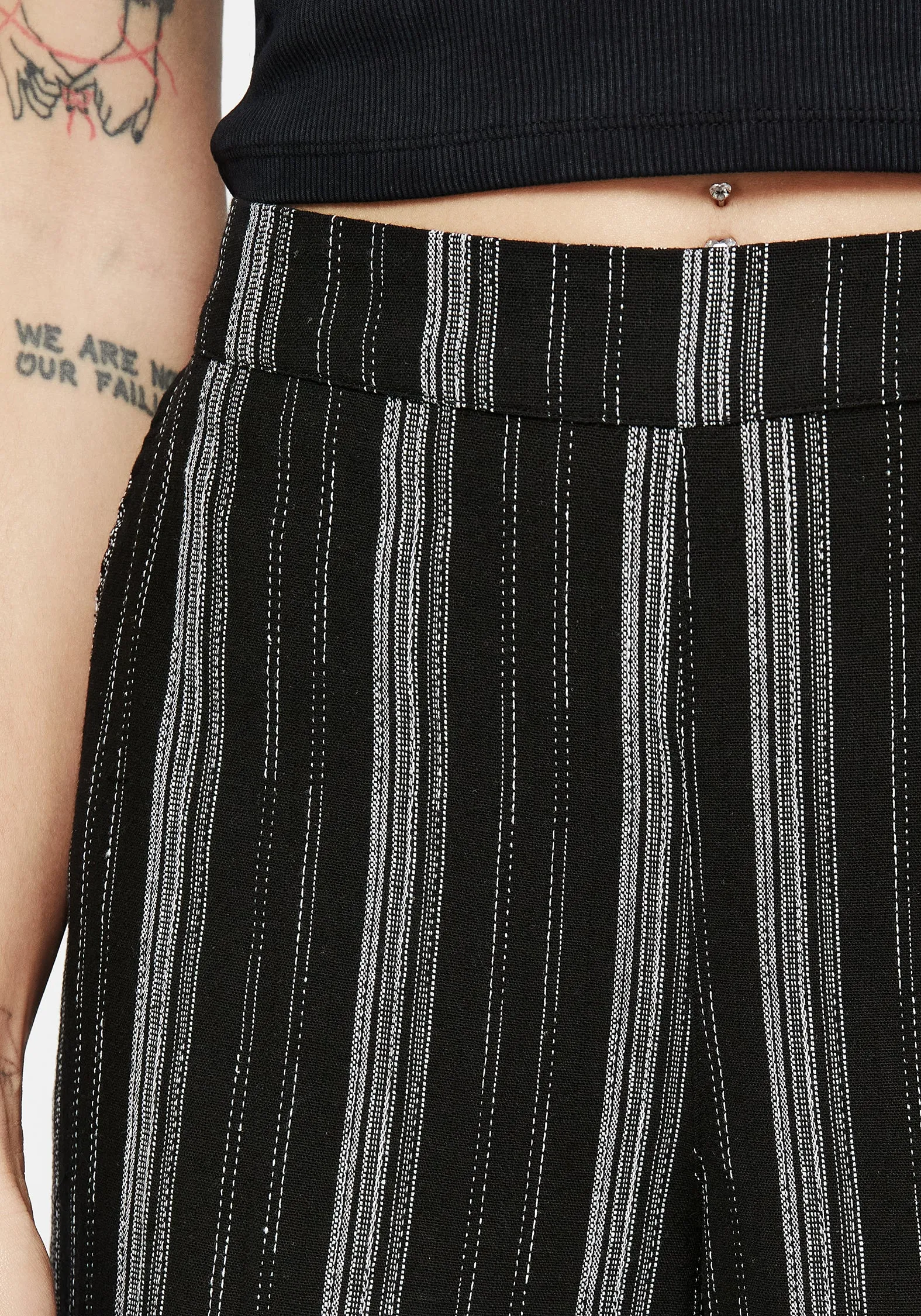 Hygienic Coating Modern Edge Clandestine Stripe Cotton-Blend Culottes