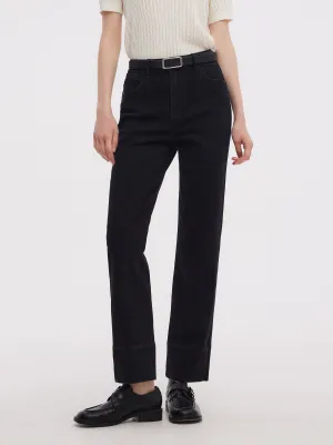 City Walk Smooth Cotton Denim Women Ankle Length Folded Jeans