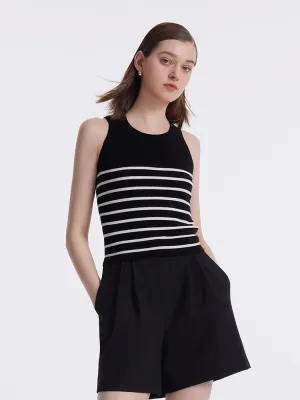 Mountain use suitable for miners Acetate Cotton Knitted Striped Tank Top