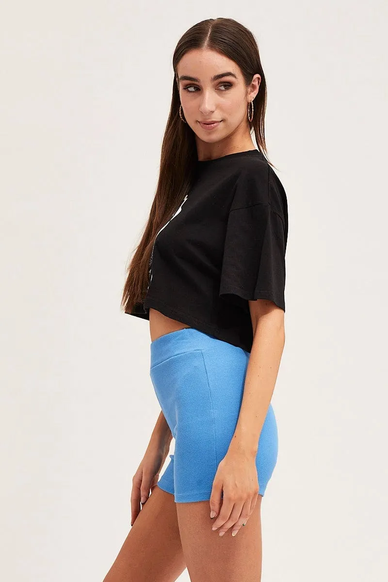 Black Crew Cropped Graphic T-Shirt Quality Layer