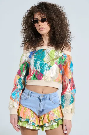 Lounge Style Daily Comfort LIFE IS BUT A DREAM OFF THE SHOULDER SWEATSHIRT