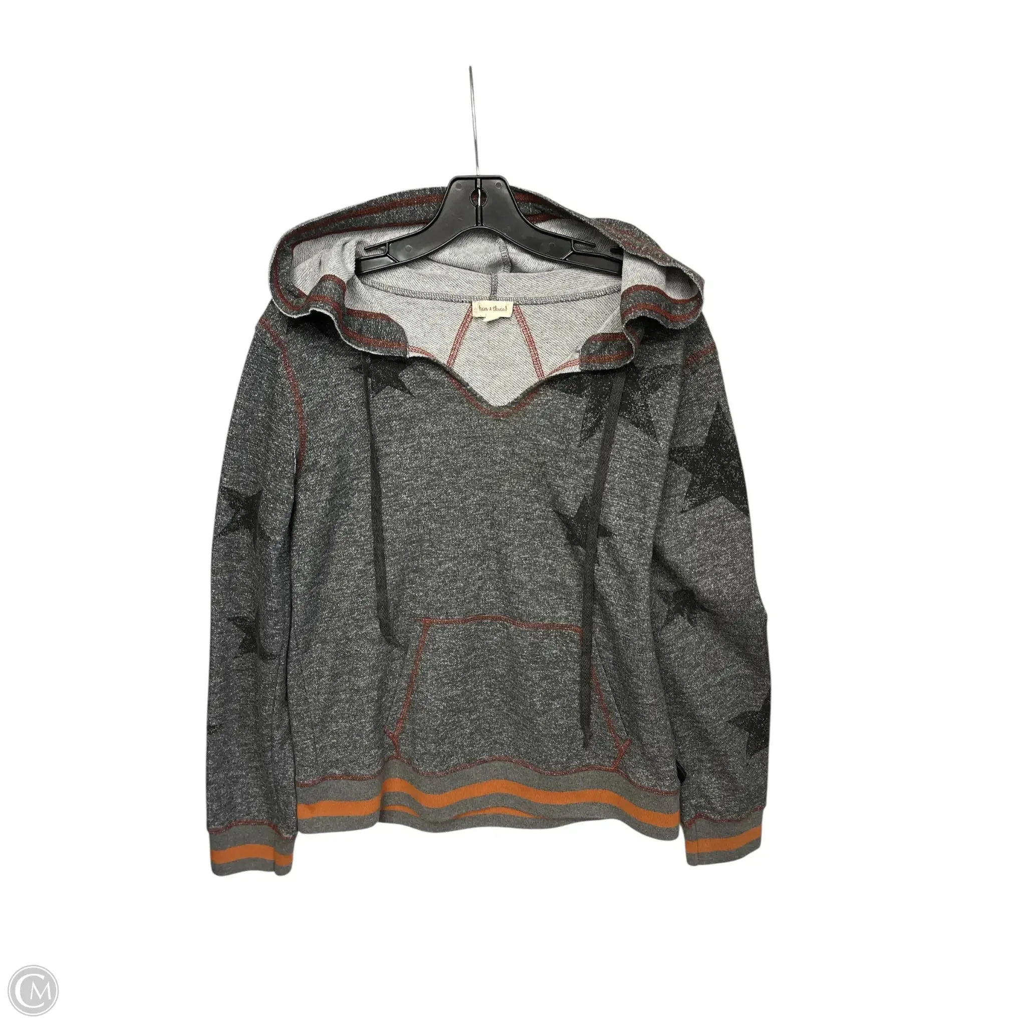 Sweatshirt Hoodie By Hem & Thread In Grey & Orange, Size: M LowBulkFabric