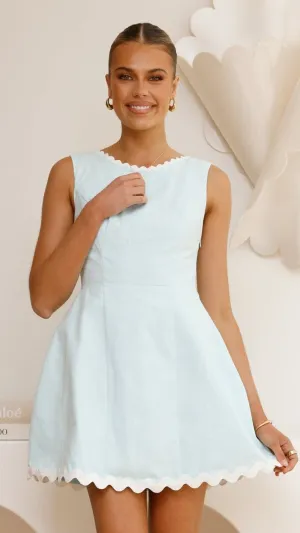 Lightweight Aceline Mini Dress - Blue/White