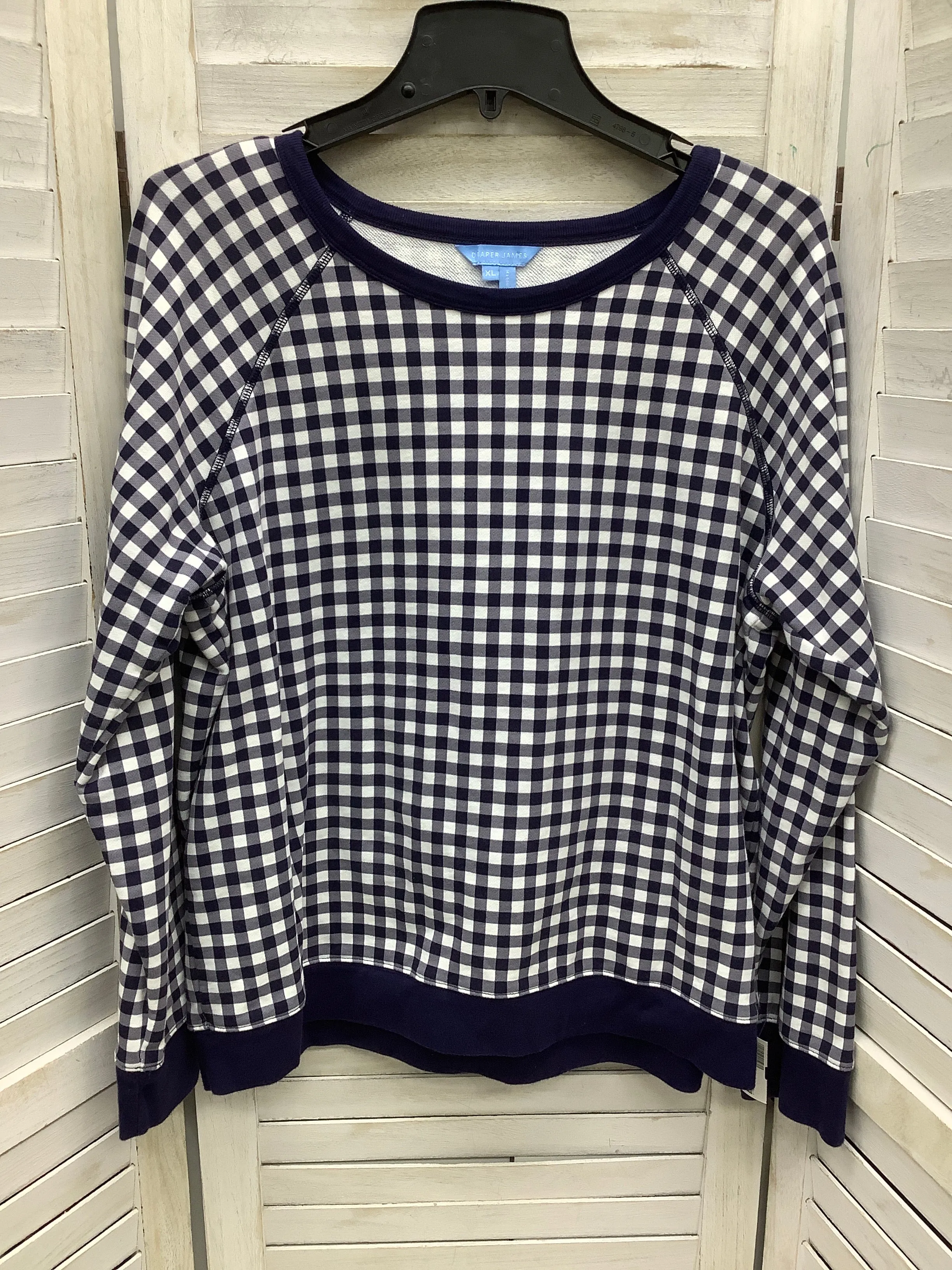 ShrinkResistant SoftTouch Sweatshirt Crewneck By Draper James In Blue & White, Size: Xl