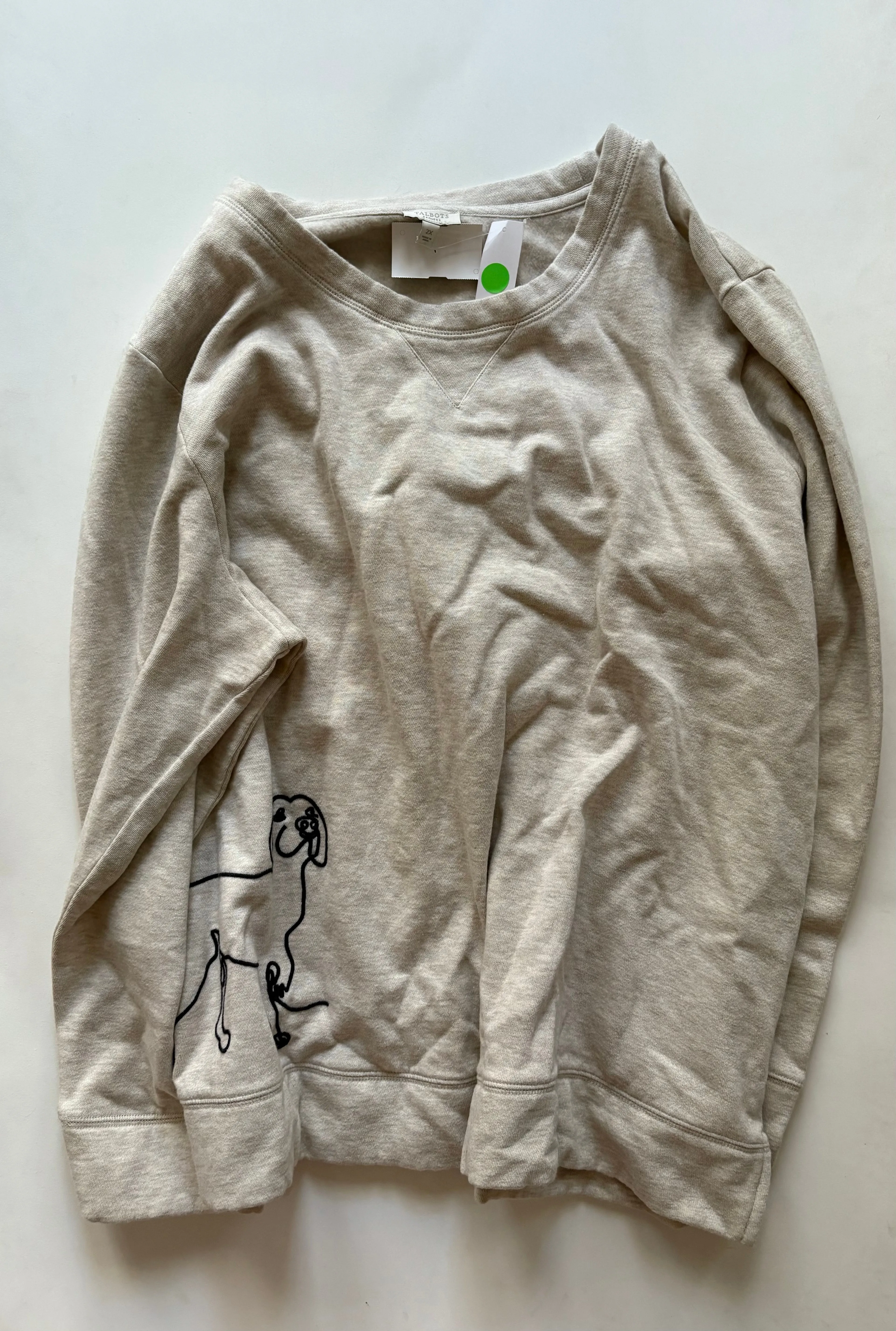 Sweatshirt Crewneck By Talbots In Beige, Size: 2x Casual Blouse Flexible Hemline