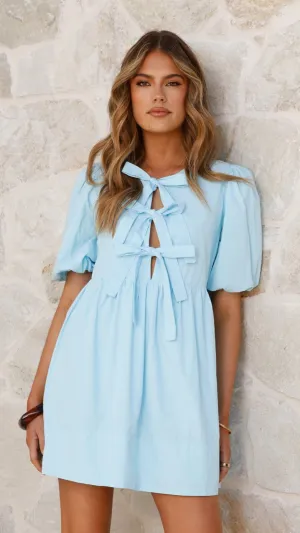 Arana Mini Dress - Blue Tear Resistant Weave Play Edge