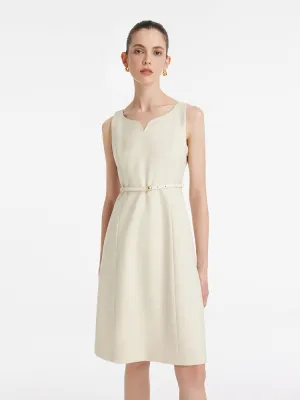 Worsted Wool Women Mini Vest Dress With Belt Beat Mode Crop Cut