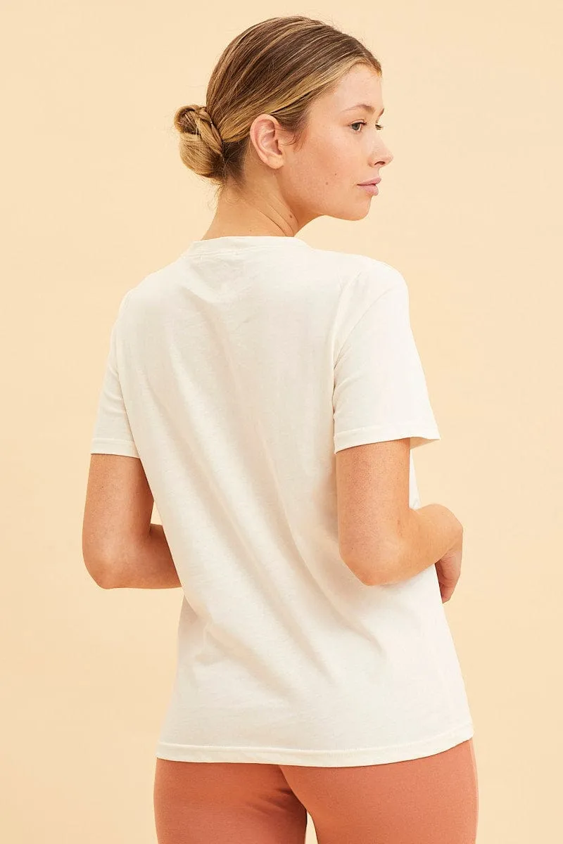 White Cotton T-Shirt Crew Neck Regular Fit Cotton Aura Core Smart Glow