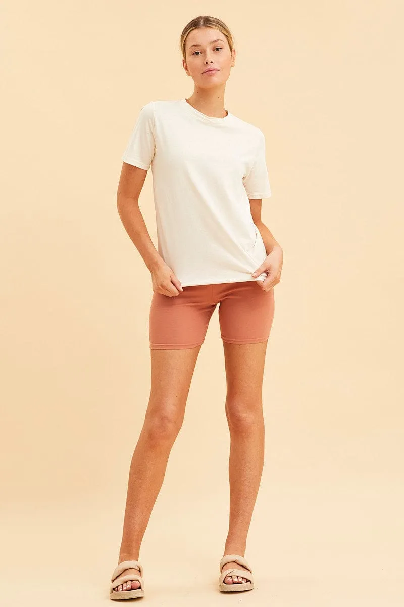 Legend Glow White Cotton T-Shirt Crew Neck Regular Fit Cotton