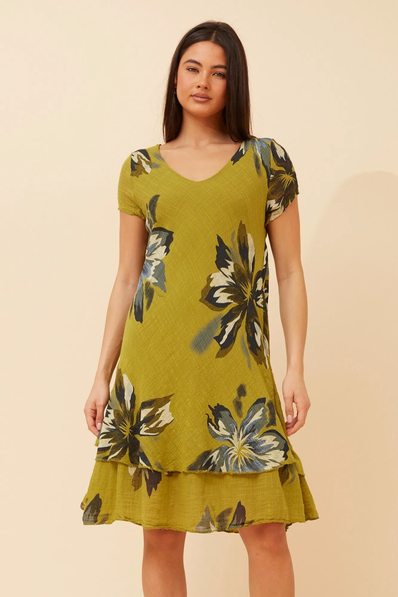 ELECTRA FLORAL DOUBLE LAYERED DRESS Modern Design