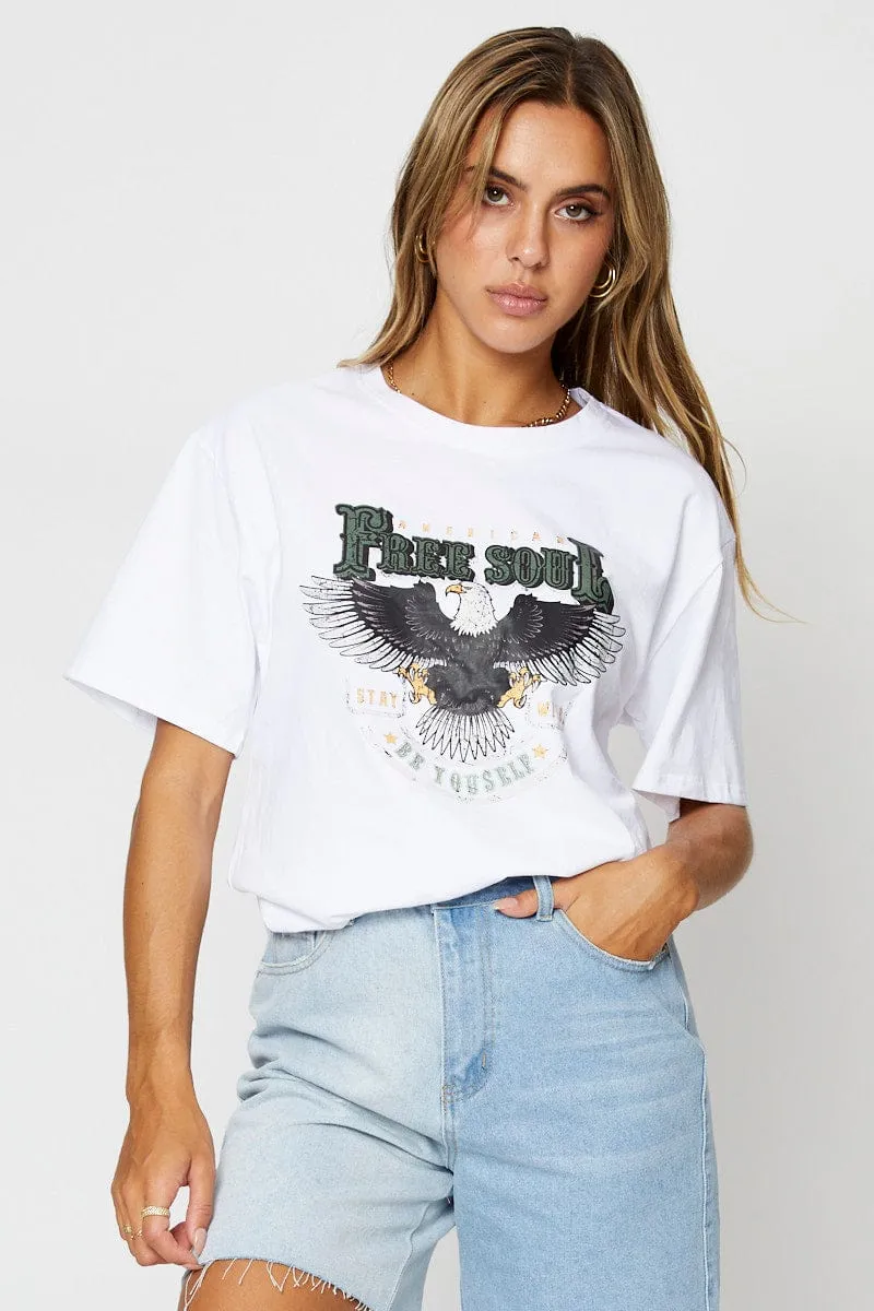 Indoor clothing White Graphic T-Shirt Short Sleeve