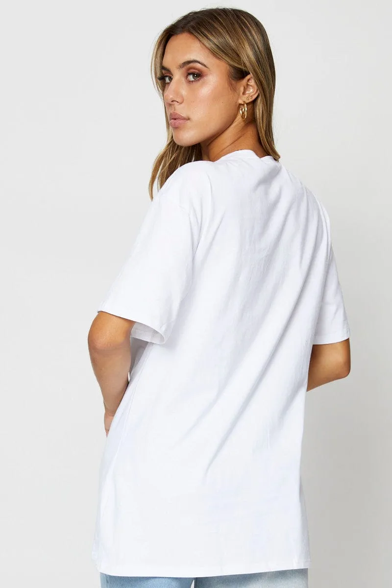 White Graphic T-Shirt Short Sleeve Easy-to-Style Top