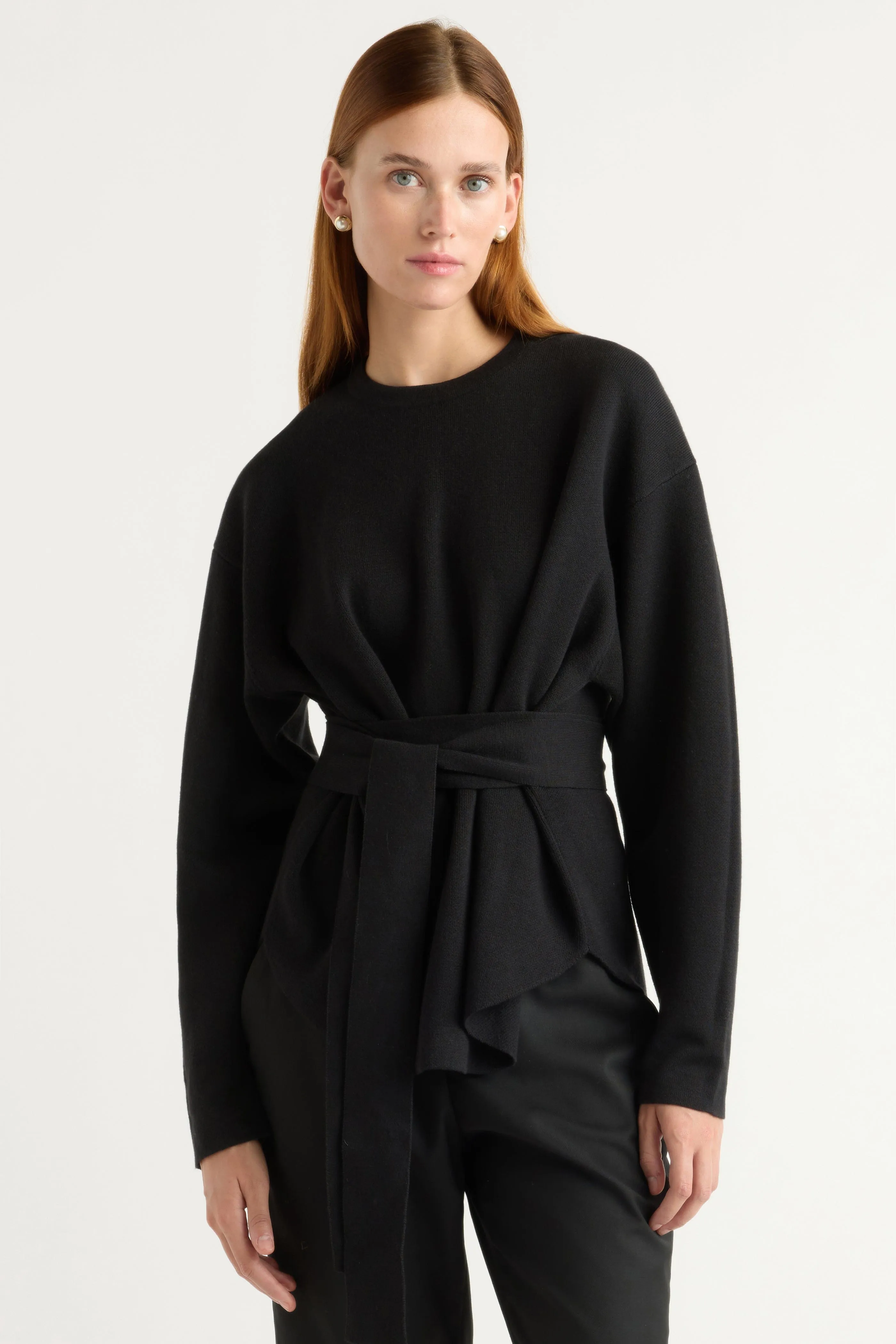 Soft Texture Nara Tie-Front Knit Sweater