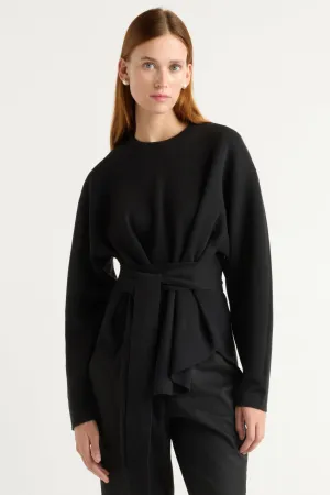 Soft Texture Nara Tie-Front Knit Sweater