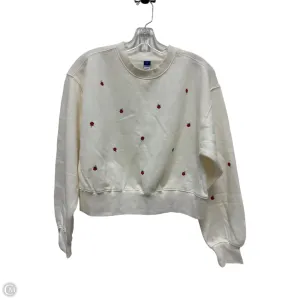 Sweatshirt Crewneck By Old Navy In Cream & Red, Size: Xs FlatlockSeaming MultiPurposePockets