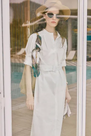 Miles Cotton Midi Dress - White Comfortable Lounge Casual Pants