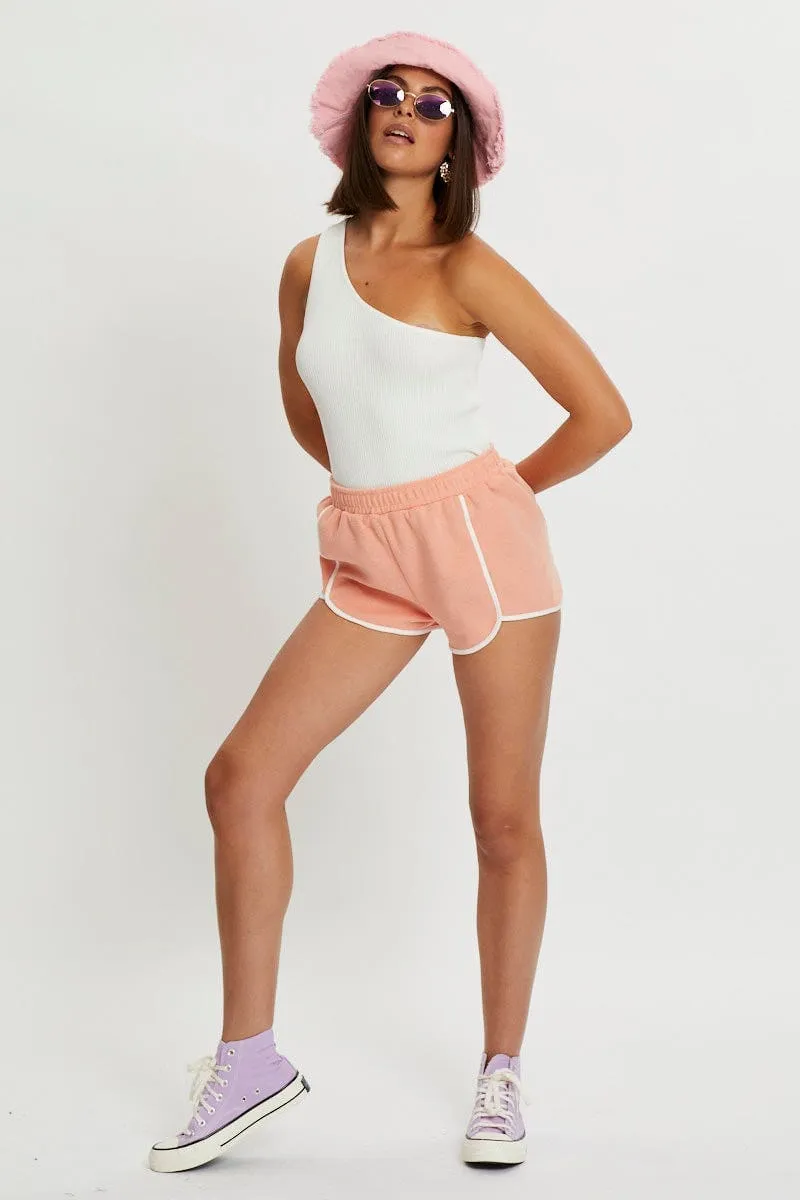 Orange Scalloped Hem Track Short Basic Look