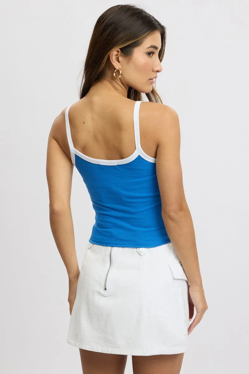 LightweightMaterial Smart Design Blue Graphic Singlet Top