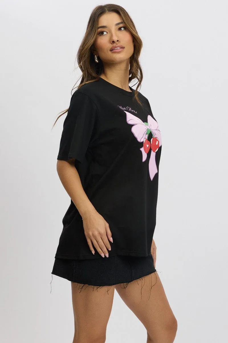 Black Graphic Tee Short Sleeve Anti Perspiration Lining