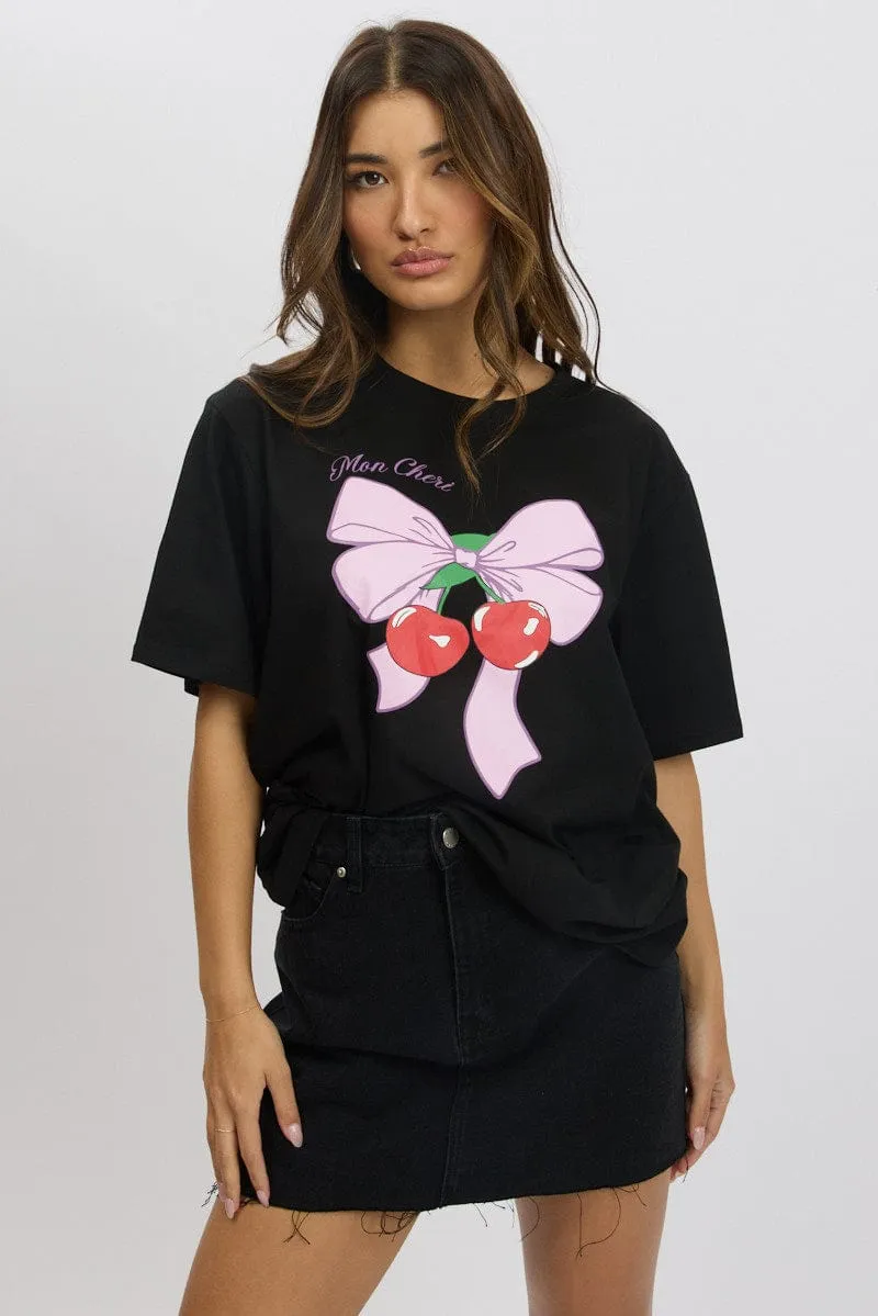 Easter Black Graphic Tee Short Sleeve