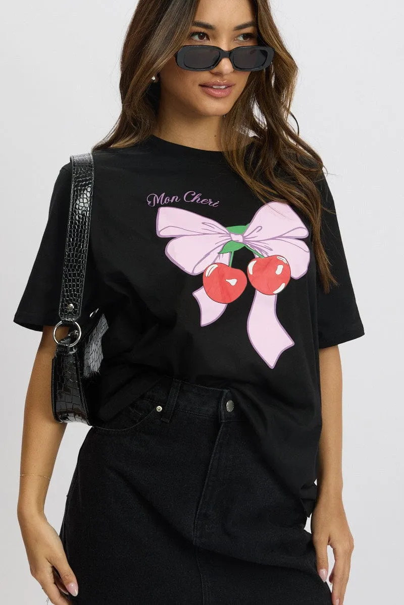 Black Graphic Tee Short Sleeve Versatile Clothing Travel Core