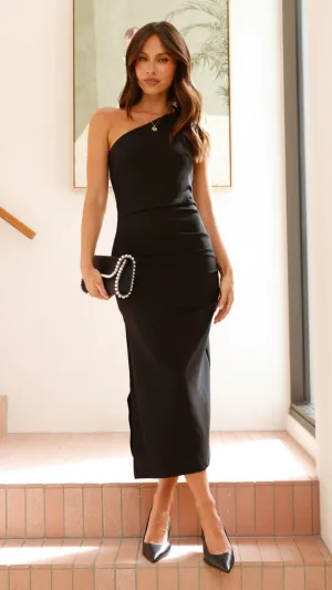 Alaina Midi Dress - Black Vibrant summer dress Harbor Walk